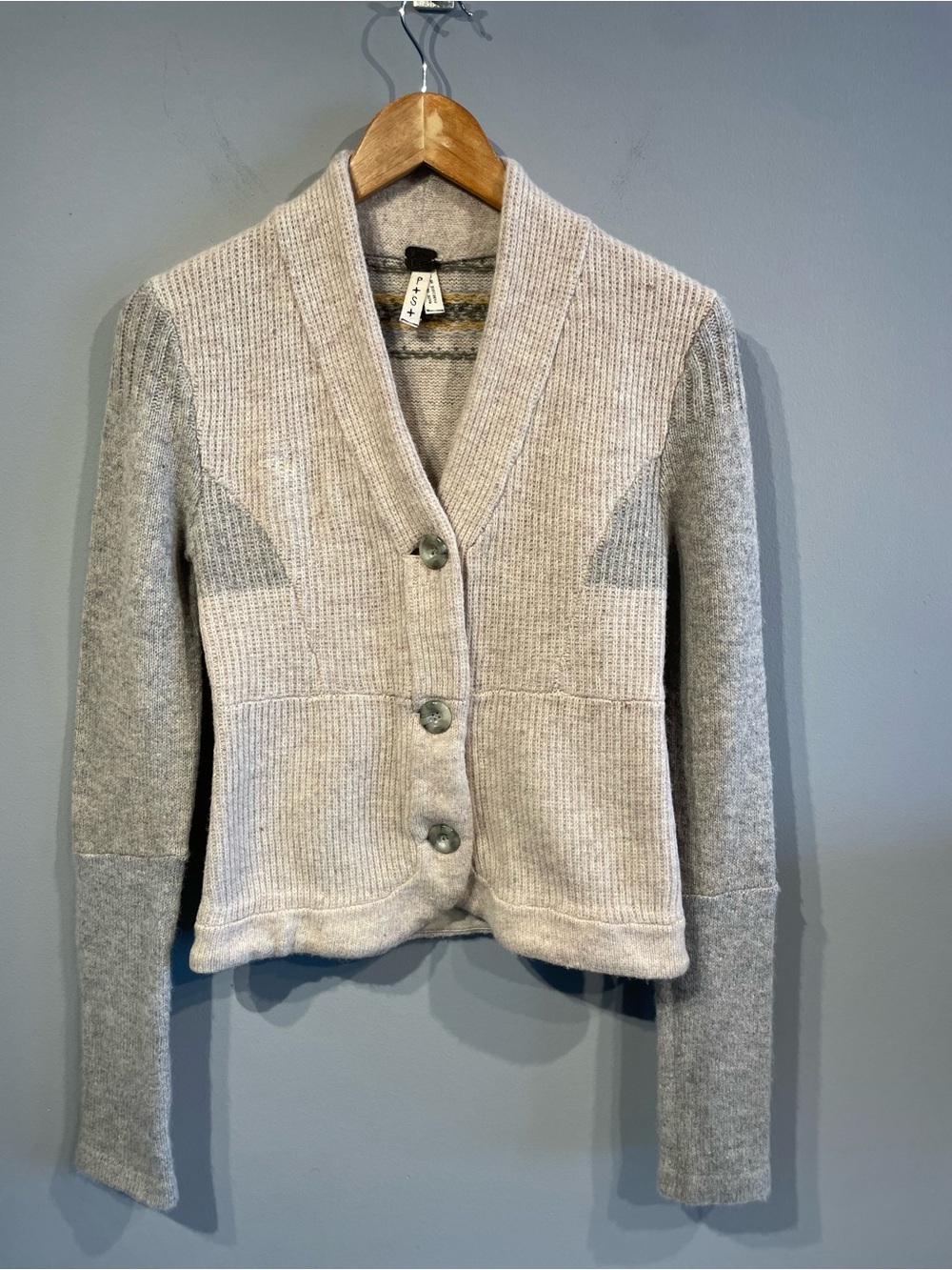 We The Free Wool Shawl Collar Button Cardigan - Gray